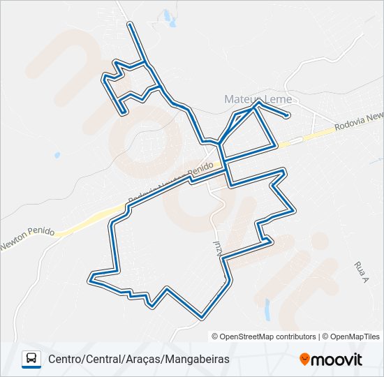 Mapa da linha 2000 de ônibus