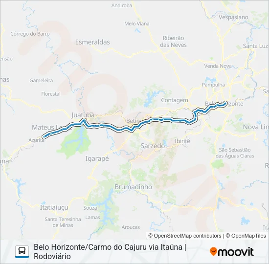 CARMO DO CAJURU (VIAÇÃO ITAÚNA) Bus Line Map