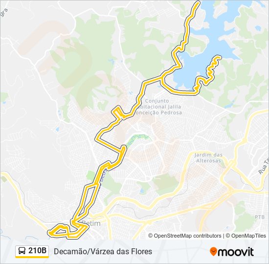 Mapa de 210B de autobús