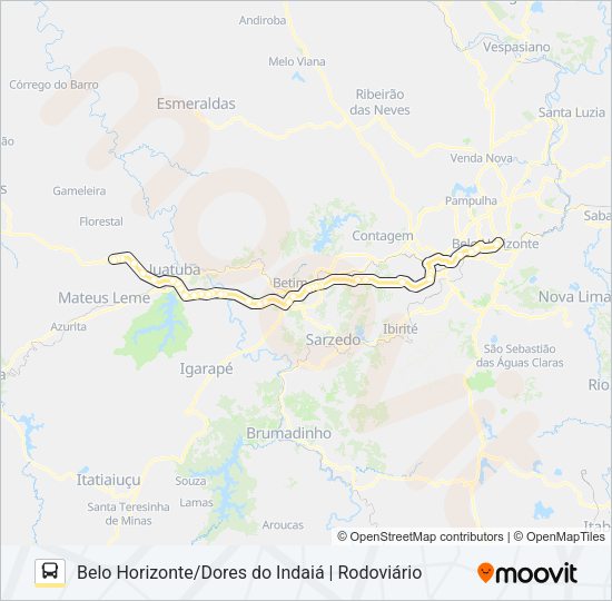 Mapa da linha DORES DO INDAIÁ (SANTA MARIA) de ônibus