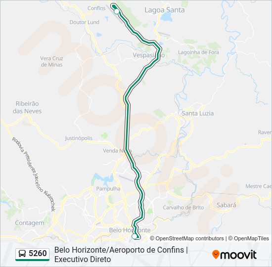 Mapa da linha 5260 de ônibus