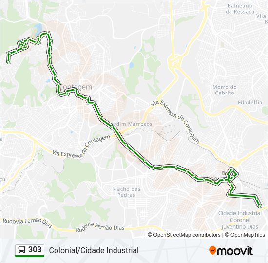 Mapa da linha 303 de ônibus