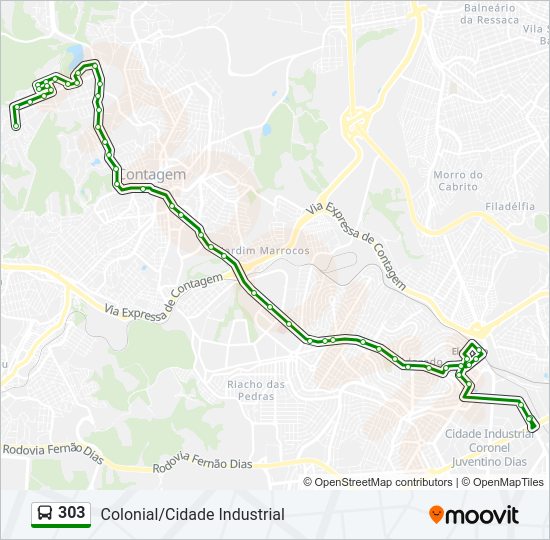 Mapa da linha 303 de ônibus