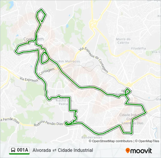 001A Bus Line Map