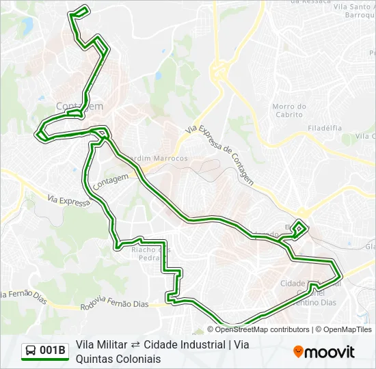 001B Bus Line Map
