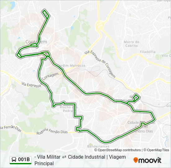 001B Bus Line Map