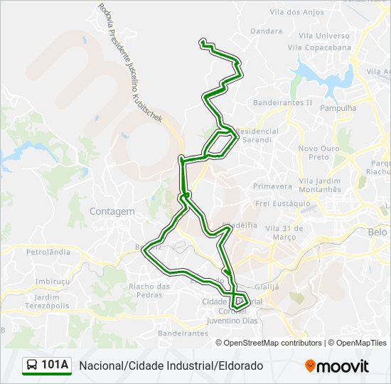 Mapa da linha 101A de ônibus