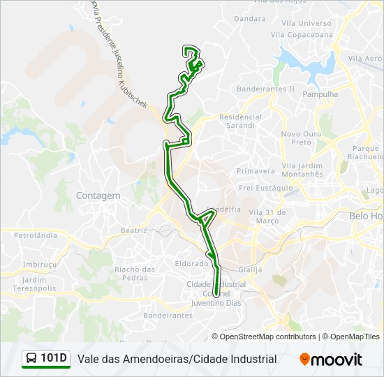 Mapa da linha 101D de ônibus