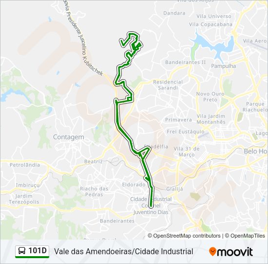 Mapa da linha 101D de ônibus