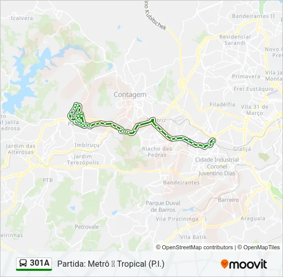 301A Bus Line Map