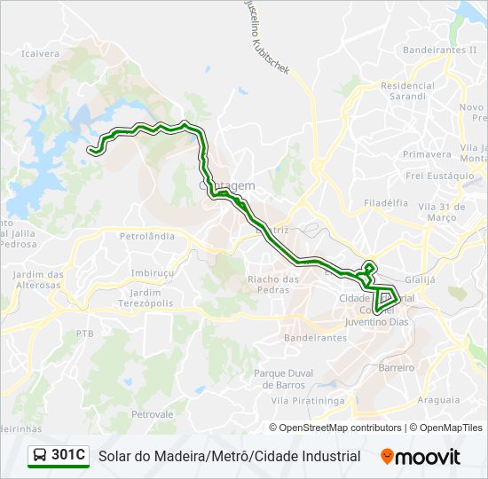 Mapa da linha 301C de ônibus