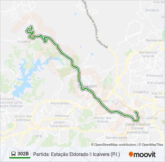 Mapa da linha 302B de ônibus