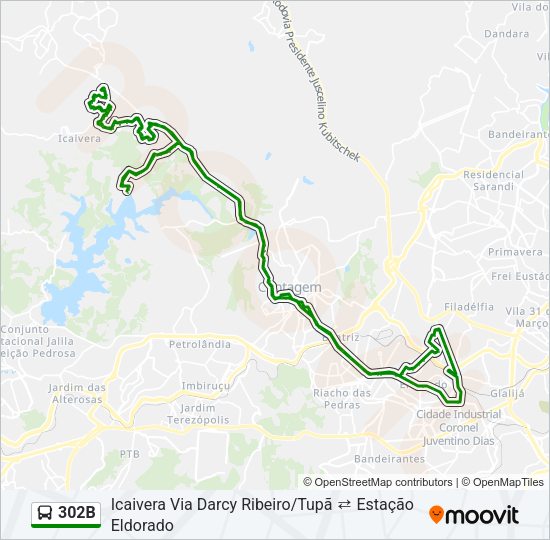 Mapa da linha 302B de ônibus