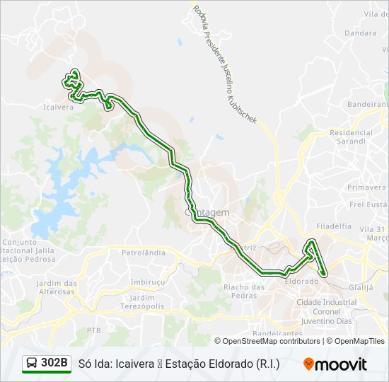 Mapa da linha 302B de ônibus