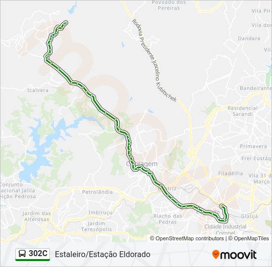 Mapa da linha 302C de ônibus