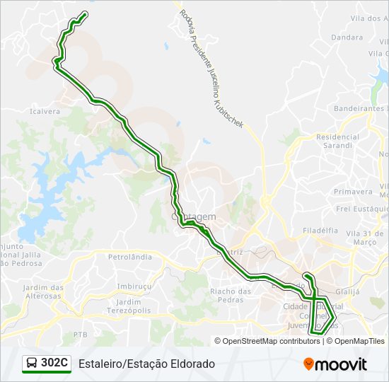 Mapa da linha 302C de ônibus