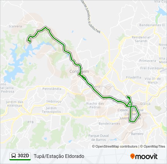 Mapa da linha 302D de ônibus