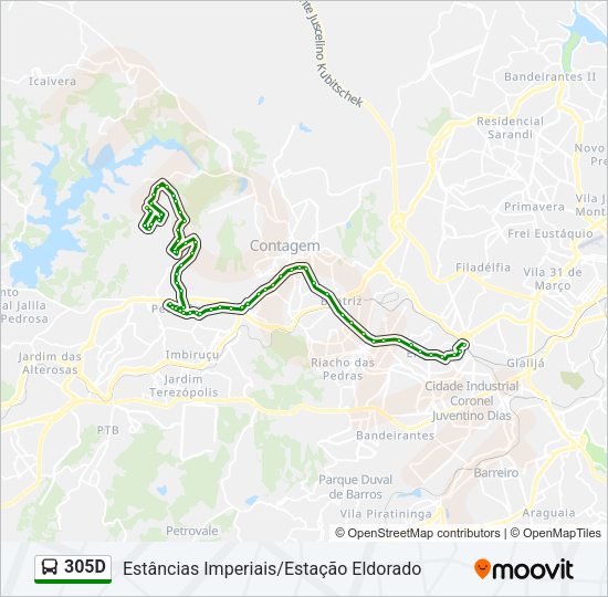 Mapa da linha 305D de ônibus