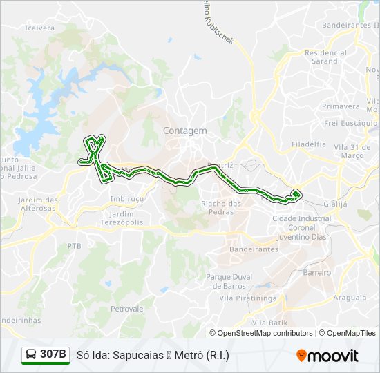 Mapa da linha 307B de ônibus