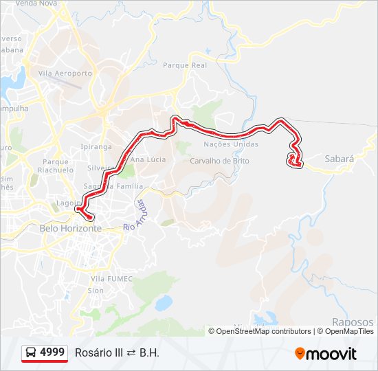 Mapa de 4999 de autobús