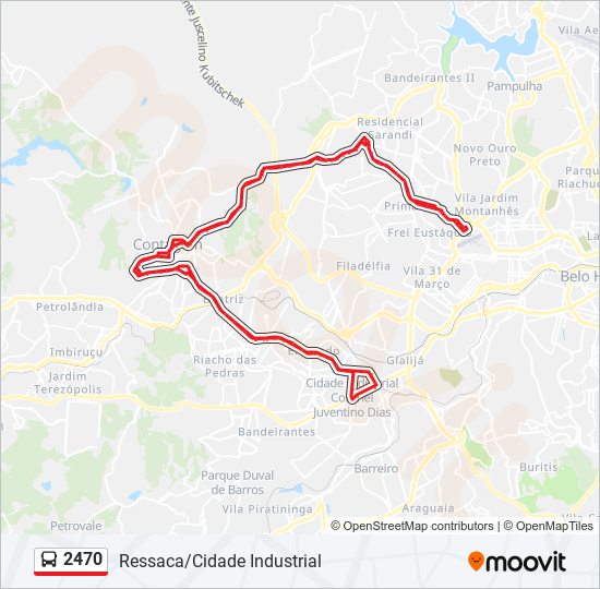 Mapa da linha 2470 de ônibus