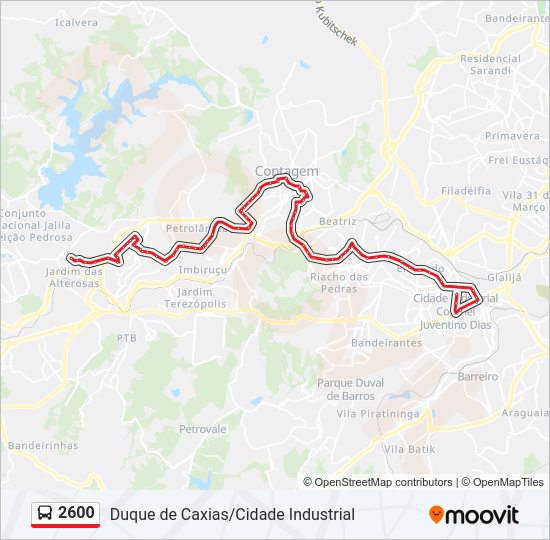 Mapa da linha 2600 de ônibus