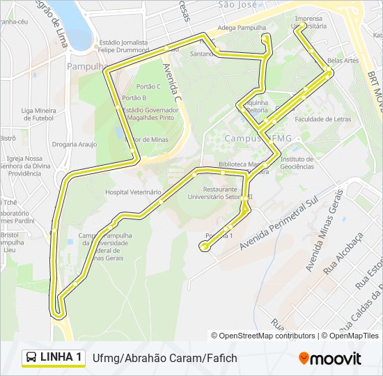 LINHA 1 bus Line Map