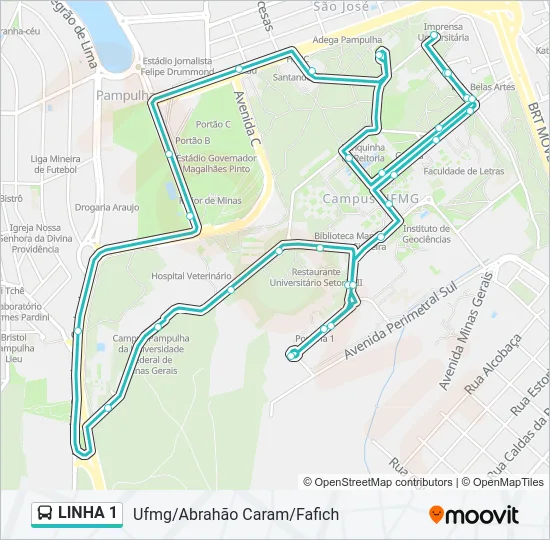 LINHA 1 Bus Line Map