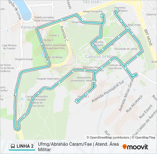 LINHA 2 Bus Line Map