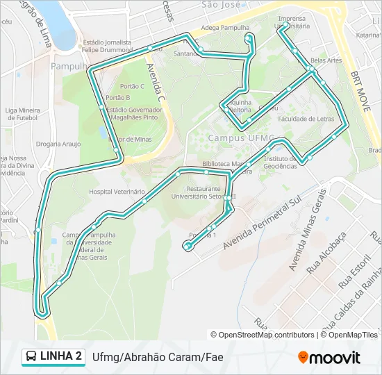 LINHA 2 Bus Line Map