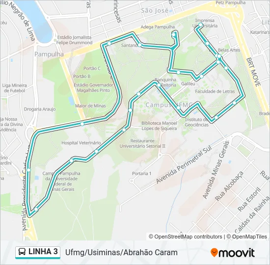 LINHA 3 Bus Line Map
