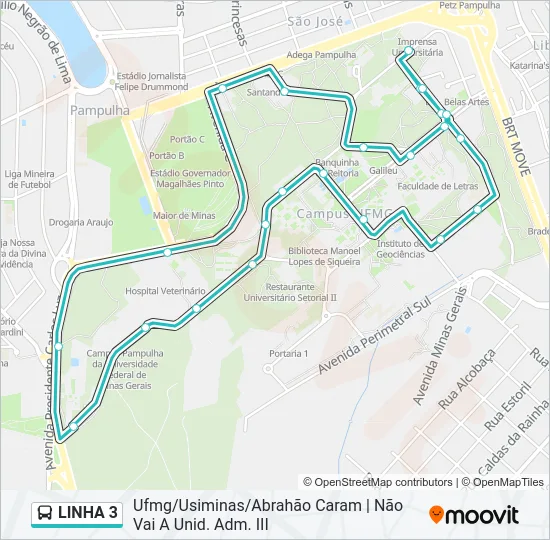 LINHA 3 Bus Line Map