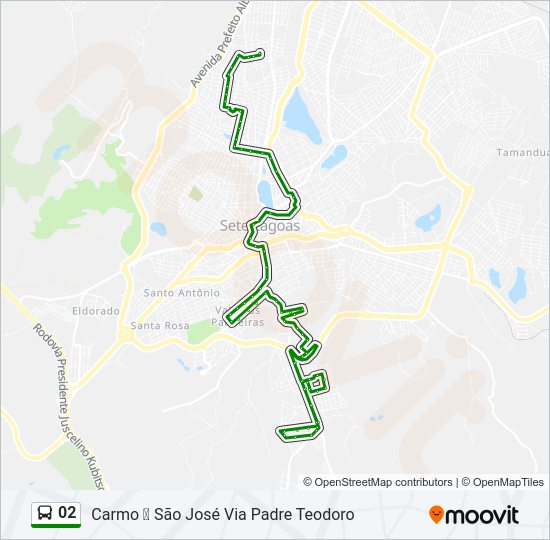 Mapa da linha 02 de ônibus