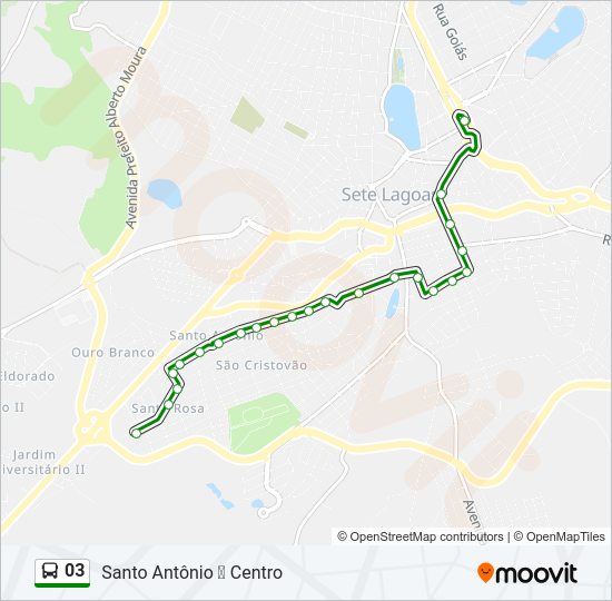Mapa da linha 03 de ônibus