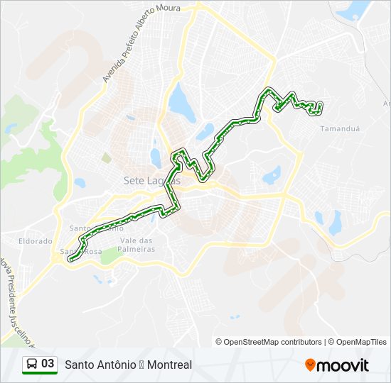 Mapa da linha 03 de ônibus