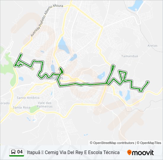 Mapa da linha 04 de ônibus