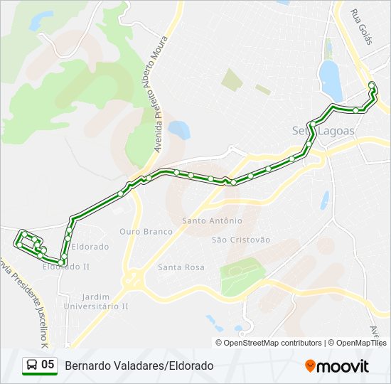 Mapa da linha 05 de ônibus