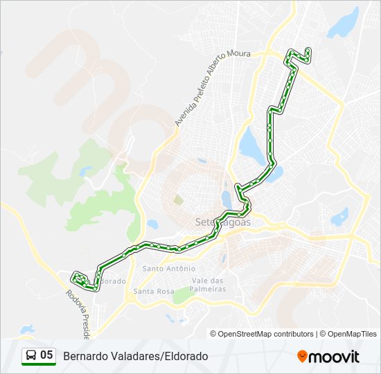 Mapa da linha 05 de ônibus