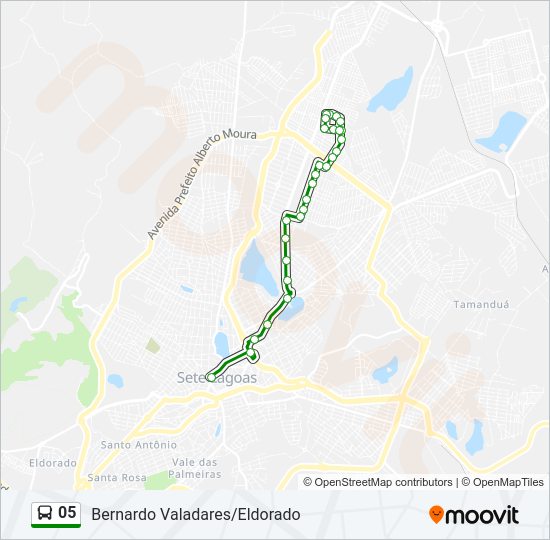 Mapa da linha 05 de ônibus