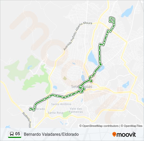 Mapa da linha 05 de ônibus