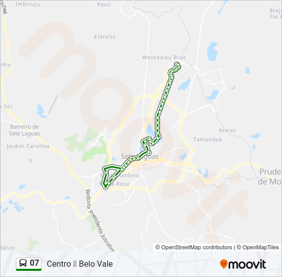 Mapa da linha 07 de ônibus