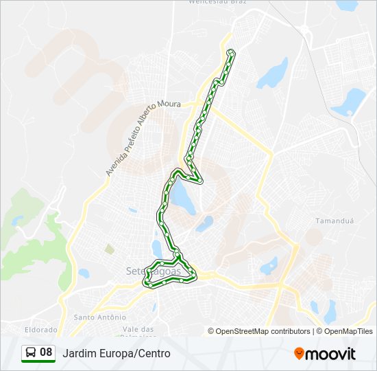 Mapa da linha 08 de ônibus