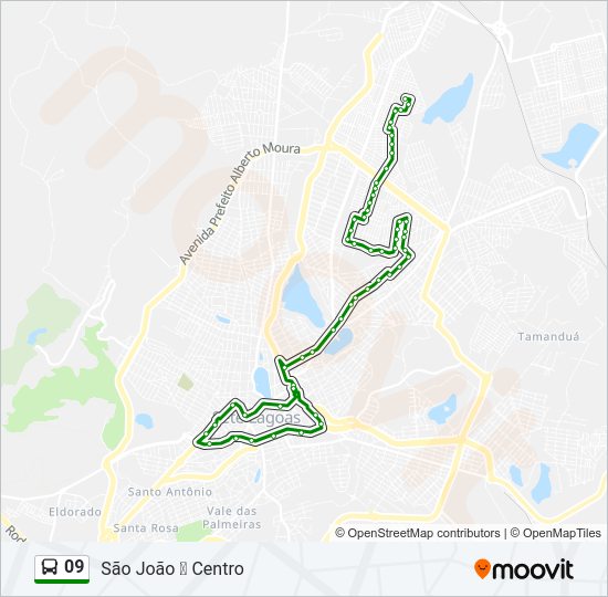 Mapa da linha 09 de ônibus
