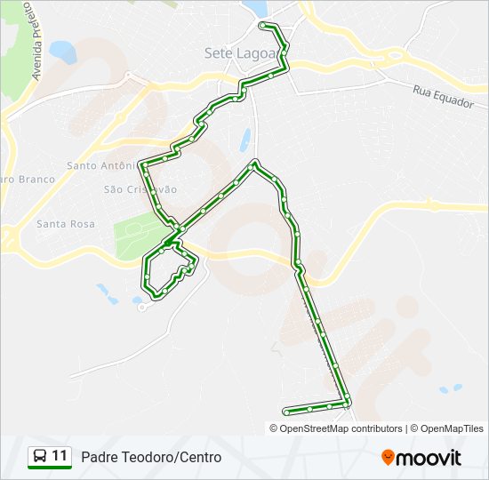 Mapa da linha 11 de ônibus