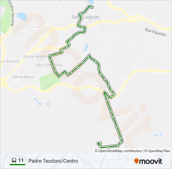 Mapa da linha 11 de ônibus