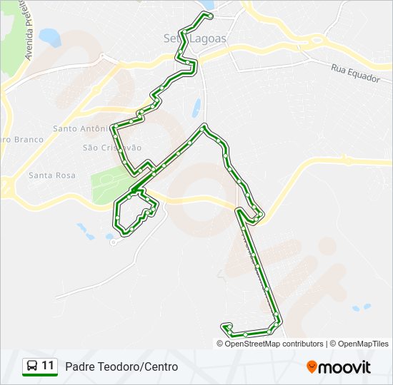 Mapa da linha 11 de ônibus