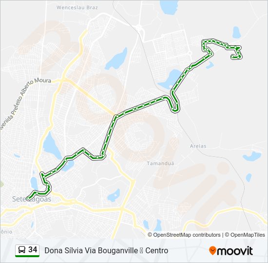 Mapa da linha 34 de ônibus