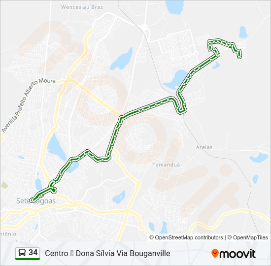 Mapa da linha 34 de ônibus