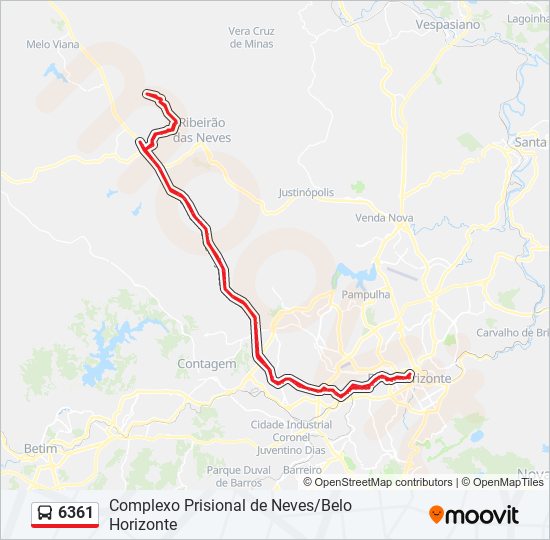 Mapa da linha 6361 de ônibus