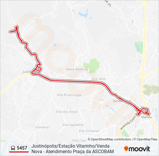 Mapa de 5457 de autobús